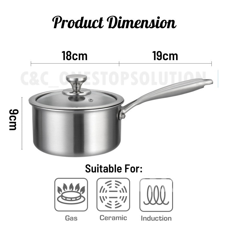 304 Stainless Steel Non Stick Sauce Pan Pot With Lid Coating Honeycomb Soup Pot Porridge Pot Periuk Masak