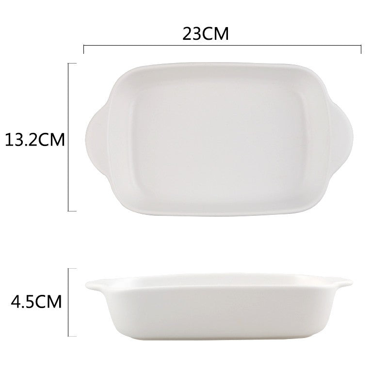Nordic Style Ceramic Baking Tray Plate With Handle Cookware Bakeware Breakfast Creative Dish Pizza Plates Fruit Macaron