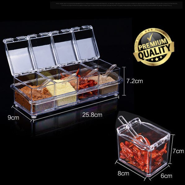 C&C Bekas Rempah Ratus Spice Container Set Tempat Letak Garam Salt Jar Seasoning Box Set Balang Rempah