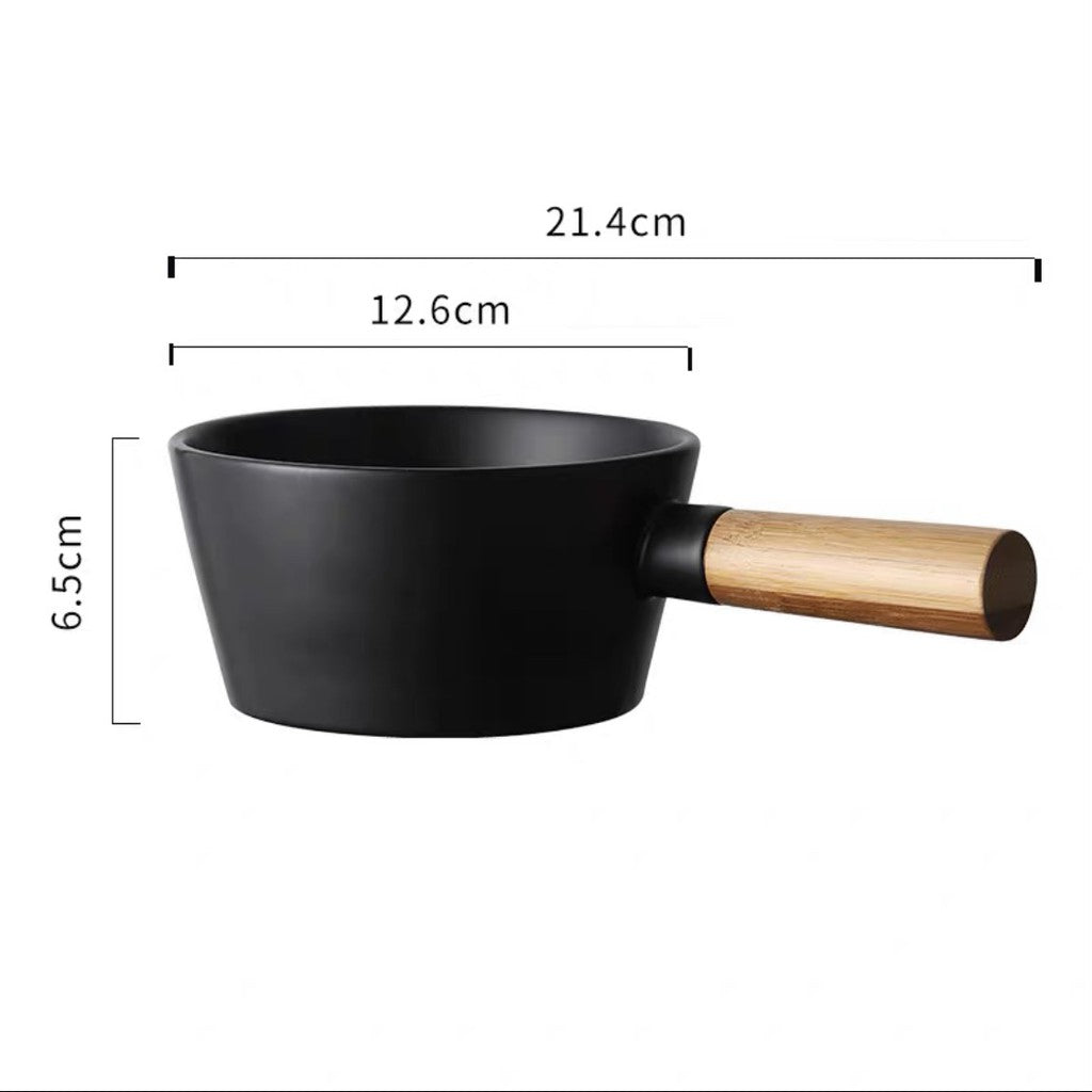 Nordic style Ceramic Bowl With Wooden Handle Soup Bowl Salad Bowl Noodle Bowl Noodle Pot Ceramic Soup Bowl
