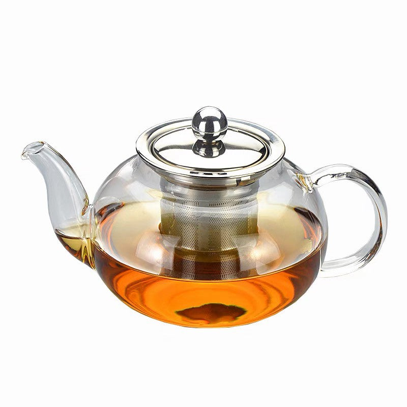 600ml Heat Resistant Glass Teapot Stainless Steel Infuser & Lid Borosilicate Glass Tea Kettle Direct Heat Stovetop Safe
