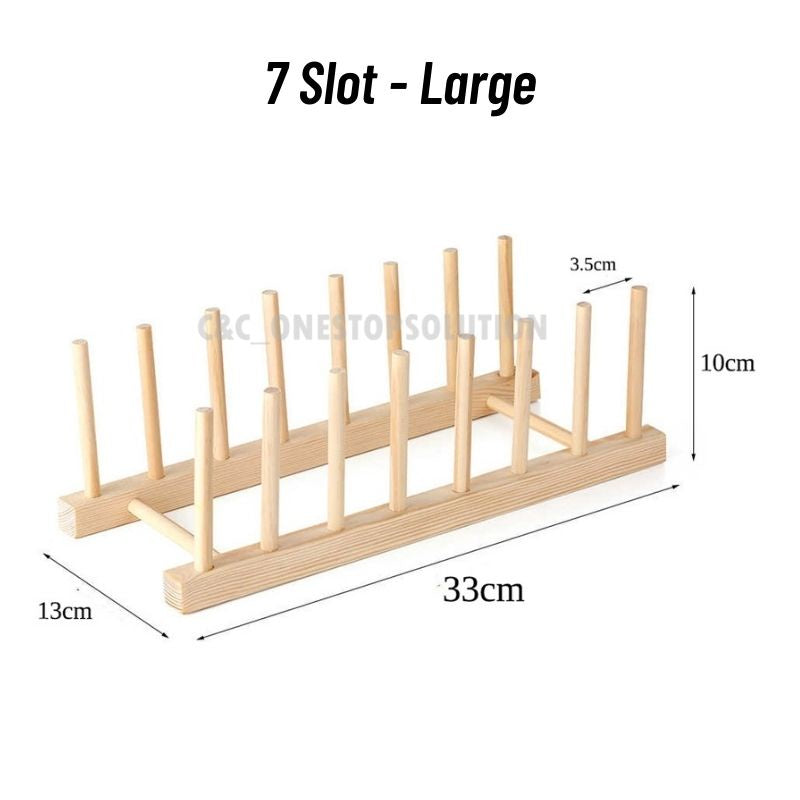 C&C Bamboo Plate Holder Bamboo Wood Dish Drainer Rack Cupboard Plate Organizer Holder Rak Pinggan Rak Pinggan Kayu