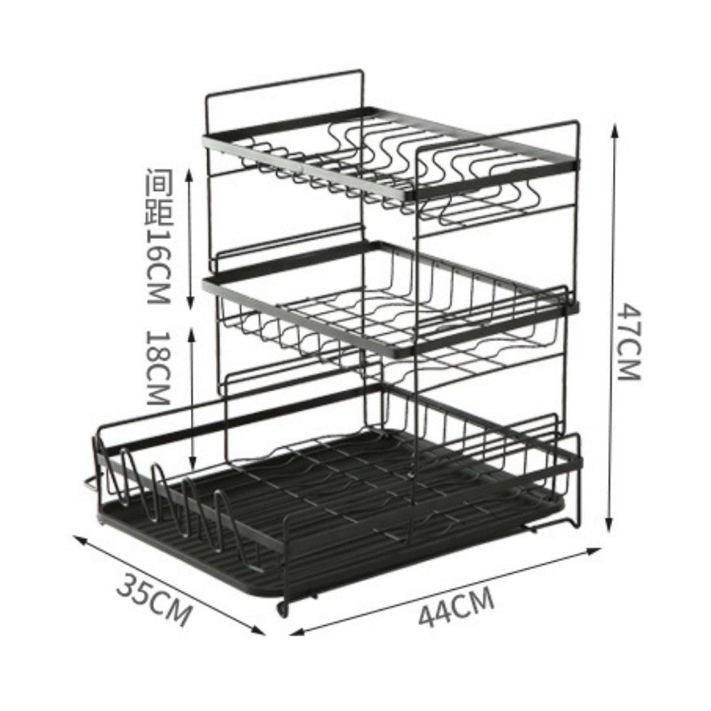 LARGE 3 Tier Stainless Steel Dish Rack Drainers Kitchen Rack 3 Lapis Mengering Pinggan MangkukSudu Garpu