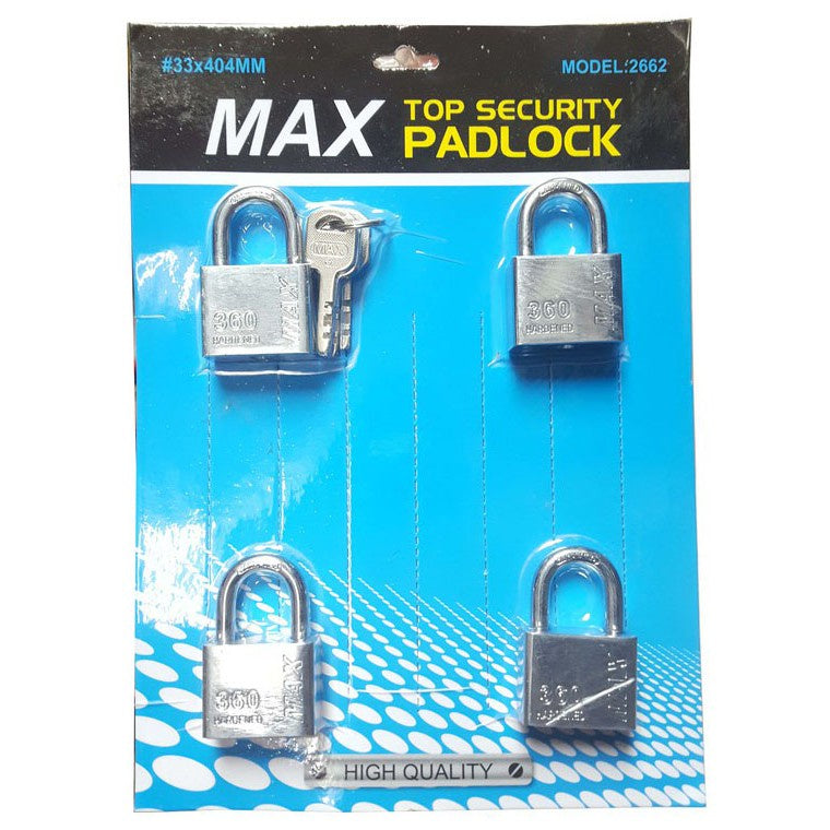 MAX Top Security Lock 40mm Padlock Mangga Pintu Kualiti ISO9001 Quality Anti-Cut Lock Security Pad Lock