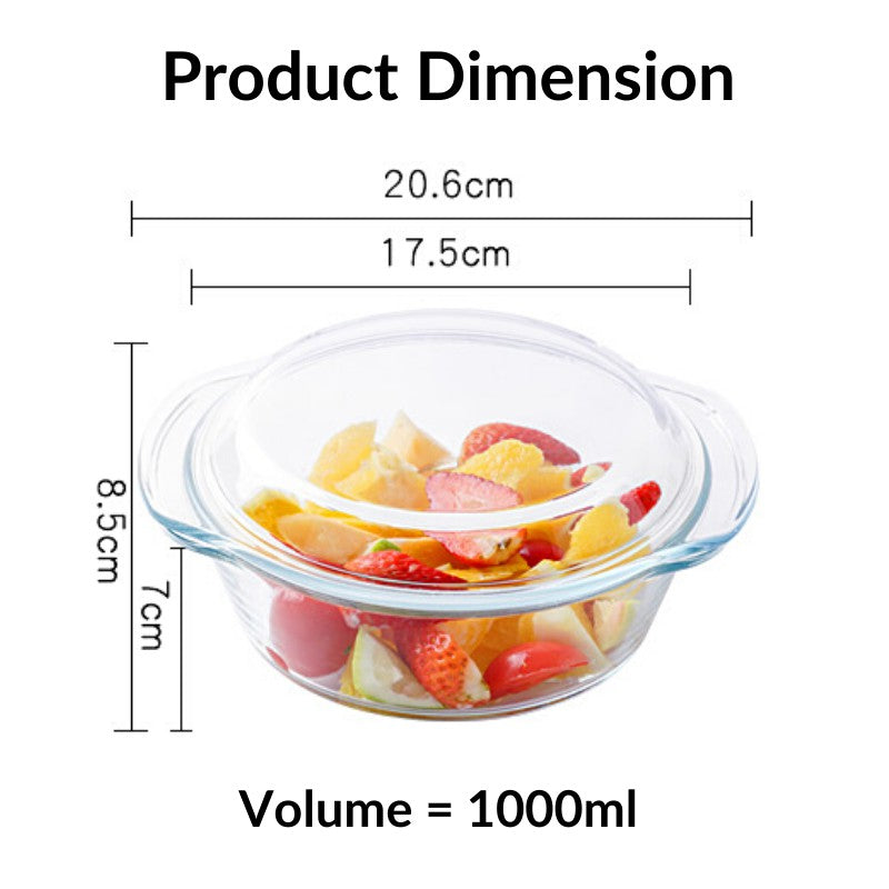 C&C Tempered Glass Bowl With Lid Salad Bowl Soup Bowl Instant Noodle Deep Bowl Rice Bowl Microwave Oven Heat-resistant