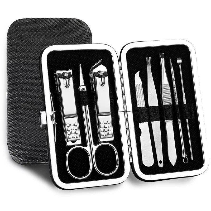 8pcs Manicure Set Pedicure Set Stainless Steel Travel Hygiene Kit Nail Clipper Earpick Cutter Scissors Pengetip Kuku