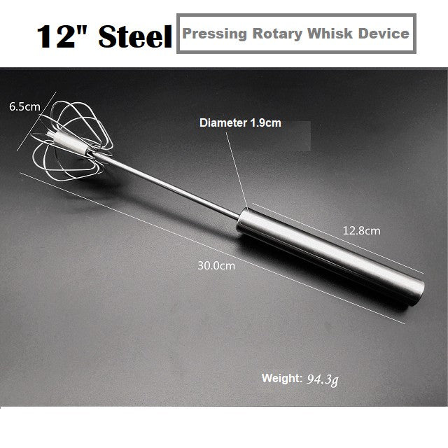 Push Rotation Auto Hand Push Stainless Steel Whisk Mixer Egg Beater Cream Frother Dressings Blender
