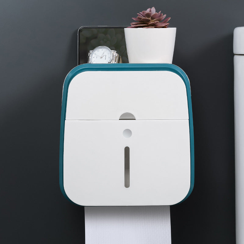 Premium Tissue box with Drawer Waterproof Wall-Mount Toilet Paper Holder Toilet Roll Shelf ABS