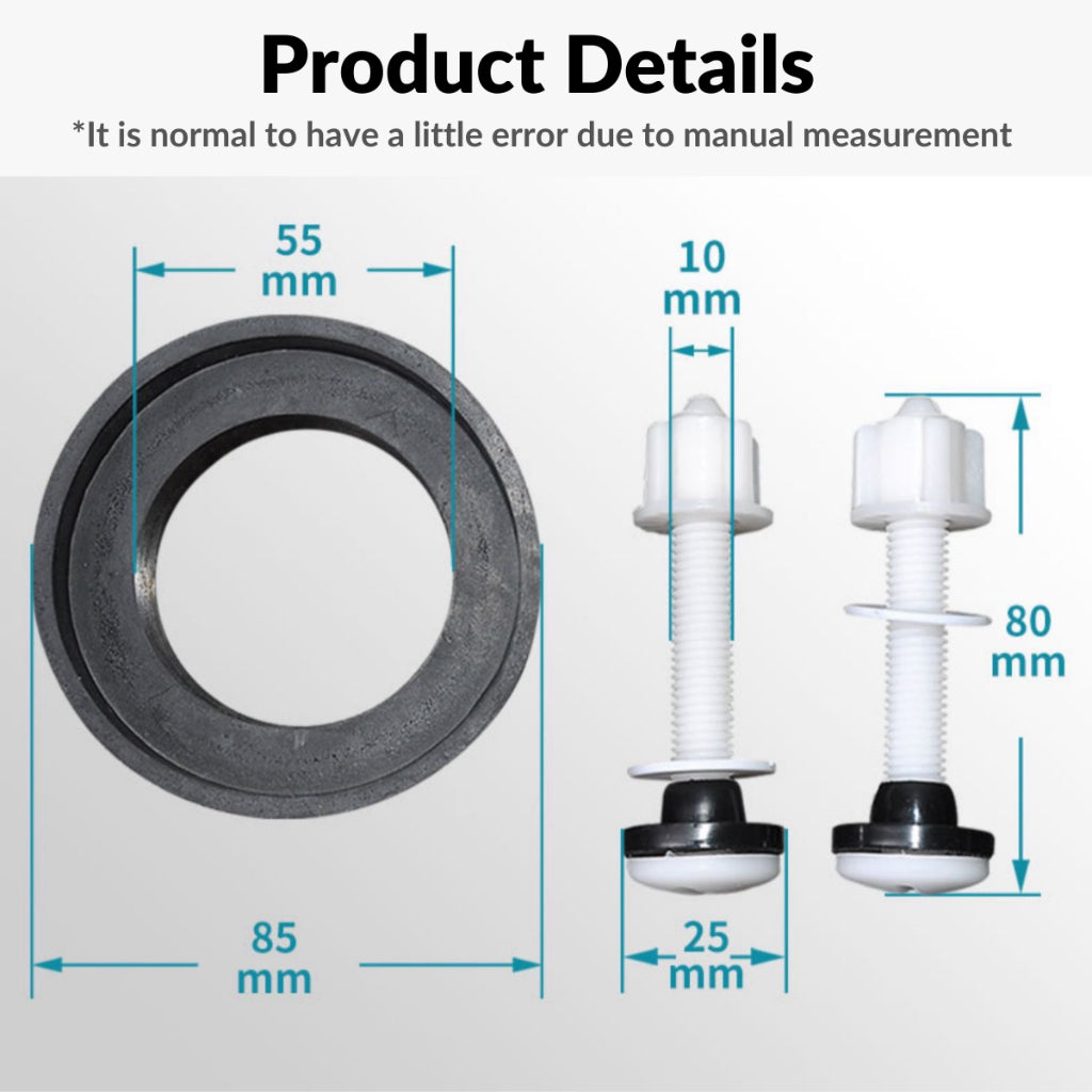 C&C Stainless Steel Toilet Tank Screw Fixings Close Coupled Screw Plastic Bolts Top Fix Universal Nut WC Blind Hole Tank