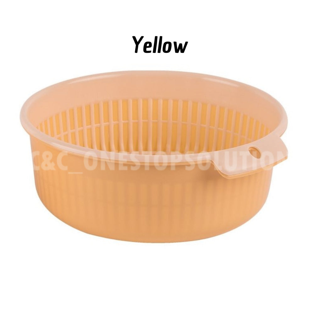 Washing Bowl Drainer Basket Strainers 2 in 1 Washing Basket Vegetable Cleaning Colander Tool Penyaring