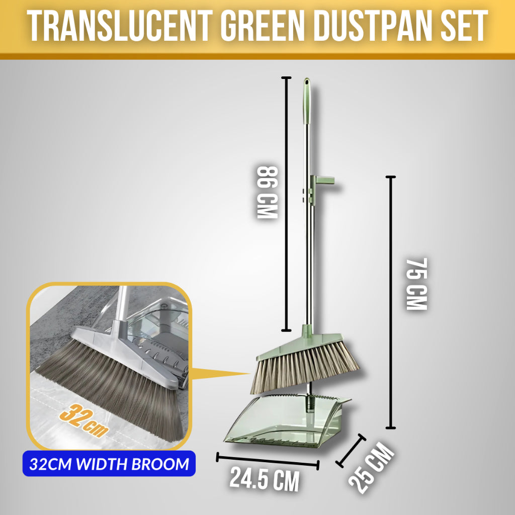 C&C Set Penyapu dan Penyodok Lutsinar 2 Dalam 1 Penyapu Set Translucent Dustpan Set 2in1 Broom and Dustpan Set