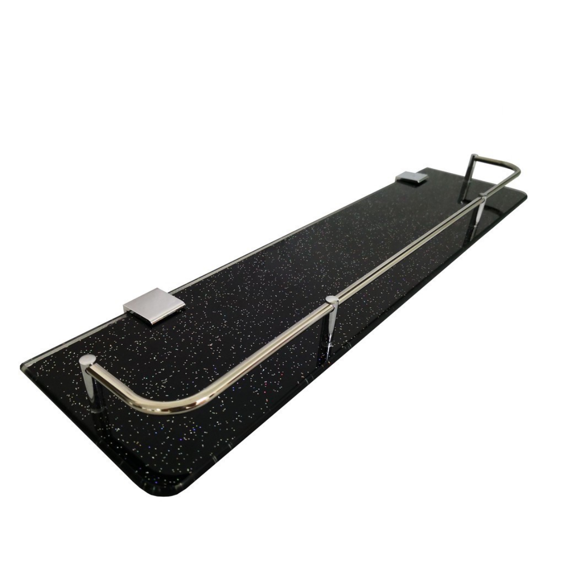 50cm High-Quality Stainless Steel Black Sparkling Glass Shelf (Black) 35mm(H) x 500mm(W) x 125mm(D)