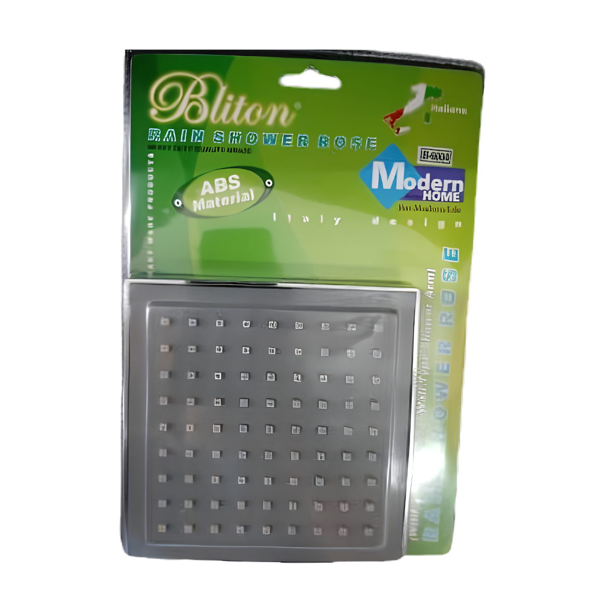 Bliton 6 Inches Square Type Rain Shower Rose With 9.5 Inches Stainless Steel Shower Arm Italian 6 Inches shower head