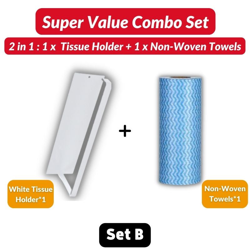 C&C UPGRADED Kitchen Tissue Paper Hanger Rack Toilet Paper Roll Holder Cabinet Rag Hanging Holder Bathroom Organizer