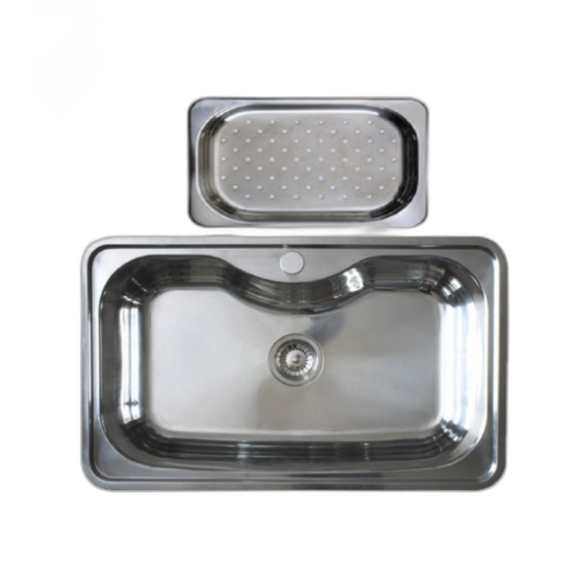 VEMZ FRANCE STAINLESS STEEL SINK SINGLE BOWL INCLUDING WASTE KIT AND BASKET STRAINER WASTE