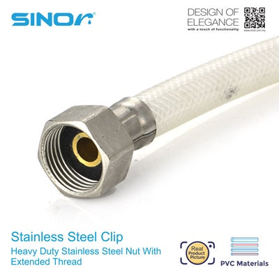 PVC Reinforced Flexible Hose 72 Inches Toilet Connector WC PVC Inlet Reinforced High Pressure Flexible Connection Braided Hose