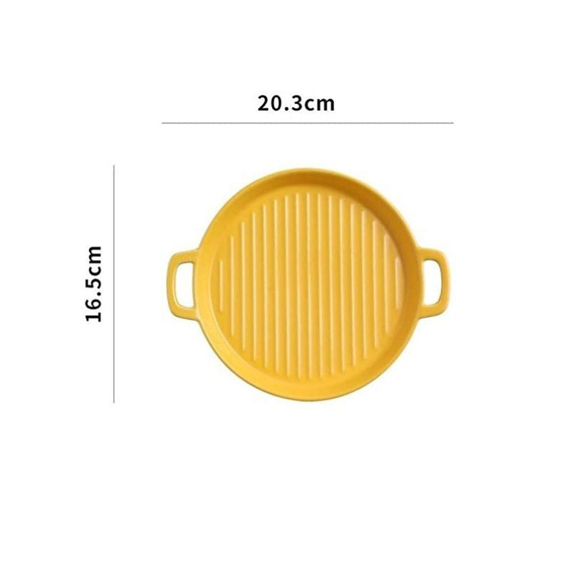 Nordic Style Ceramic Baking Plate Creative Dish Home Hotel Restaurant Ceramic Two Ear Pizza Plates Fruit Macaron