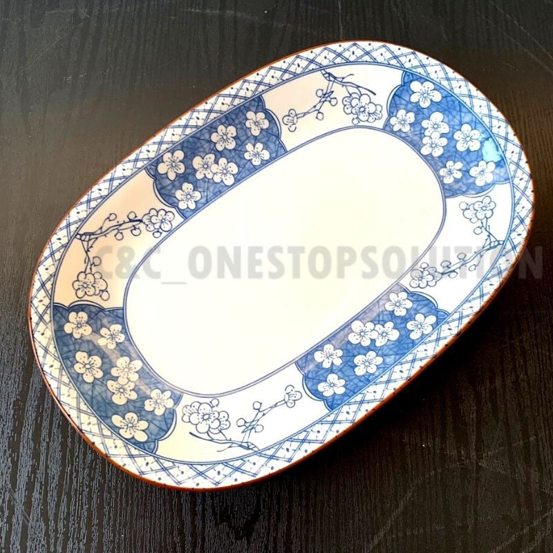 Japanese-Style Porcelain Rectangular r Dinner Plate Tableware Home Ceramic Plate Underglaze Color 038