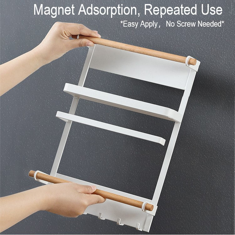 Magnetic Fridge Holder Rack Kitchen Organizer for Kitchen Towel Condiments Seasonings Storage Refrigerator