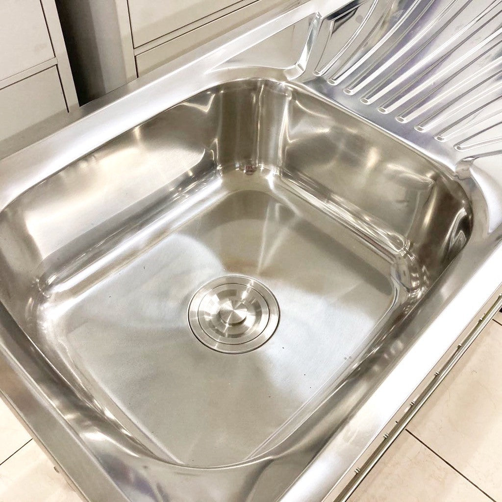 STAINLESS STEEL SINGLE BOWL SINK WITH RACK AND SINGLE DRAINER /Sinki Dapur Set