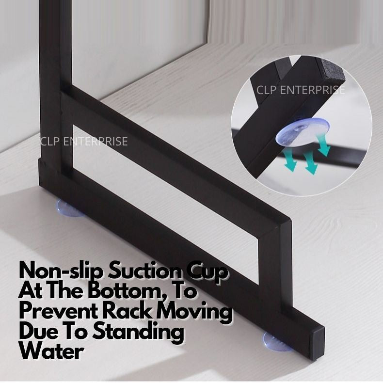 2 Size Powder Coated Stainless Steel Dish Drainer Kitchen Sink Rack Dish Rack Kitchen Basin Rack 85CM / 65CM