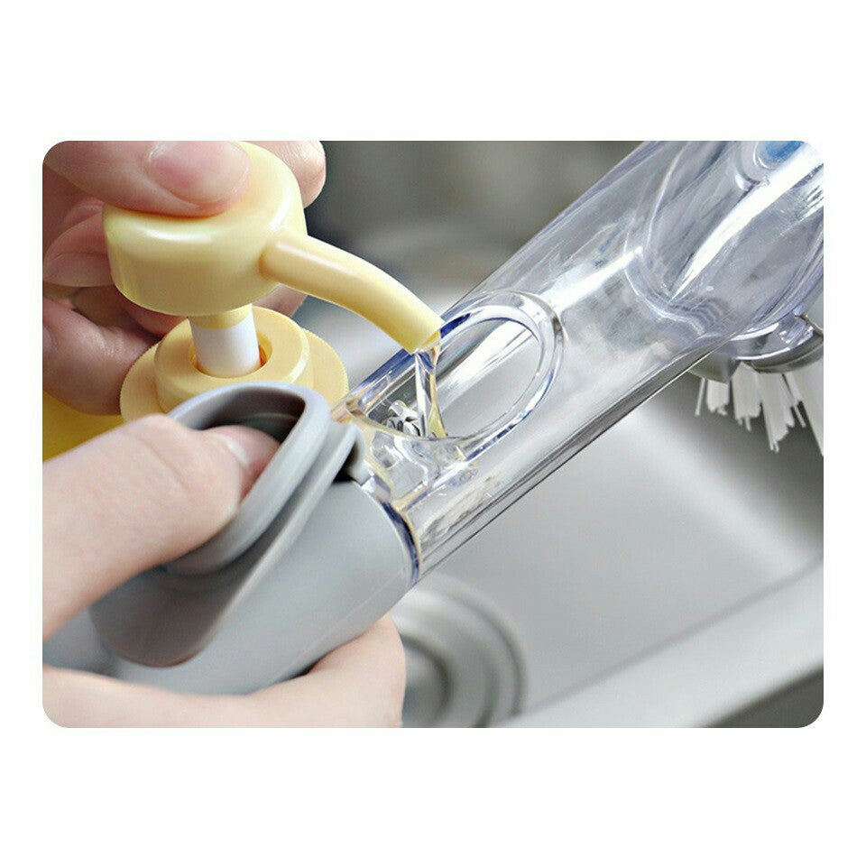 C&C 2 in 1 Long Handle Cleaning Brush with Soap Dispenser Dish Washing Brush Set Long Handle Lazy Kitchen Brush