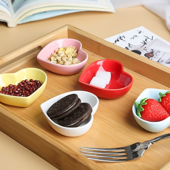 1pc Love Shape Dish Saucer Seasoning Dipping Kitchen Heart / Love Shape Ceramic Bowl Tealight Sauce Dish