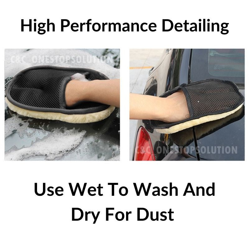 C&C Car Wash Mitt Wool Car Wash Gloves Soft Hand Glove Washing Towe Vehicle Wash Mitt Car Detailing Span Kereta