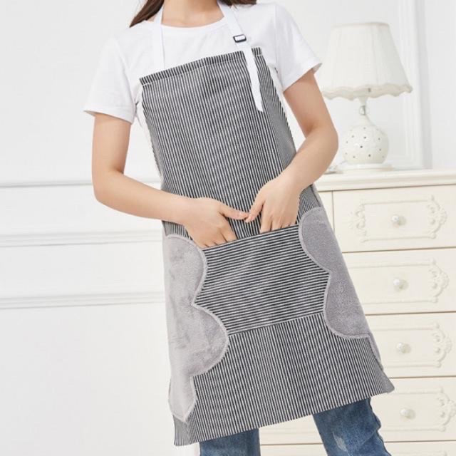 Hand-wipe Adjustable Apron with hand drying paddings waterproof apron oil proof kitchen pocket