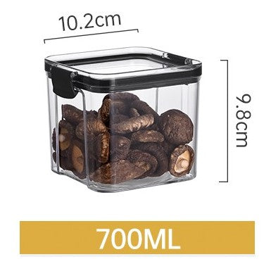 C&C Sealed Airtight Food Storage Box 460/700/1300/1800ml Transparent Kitchen Spice Jar Bean Storage Grain Storage Square