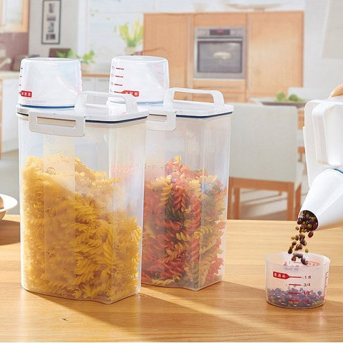 C&C 2L Japan Kitchen Food Container Dispenser Plastic Storage Box Cereal Grain Rice with Measuring Cup