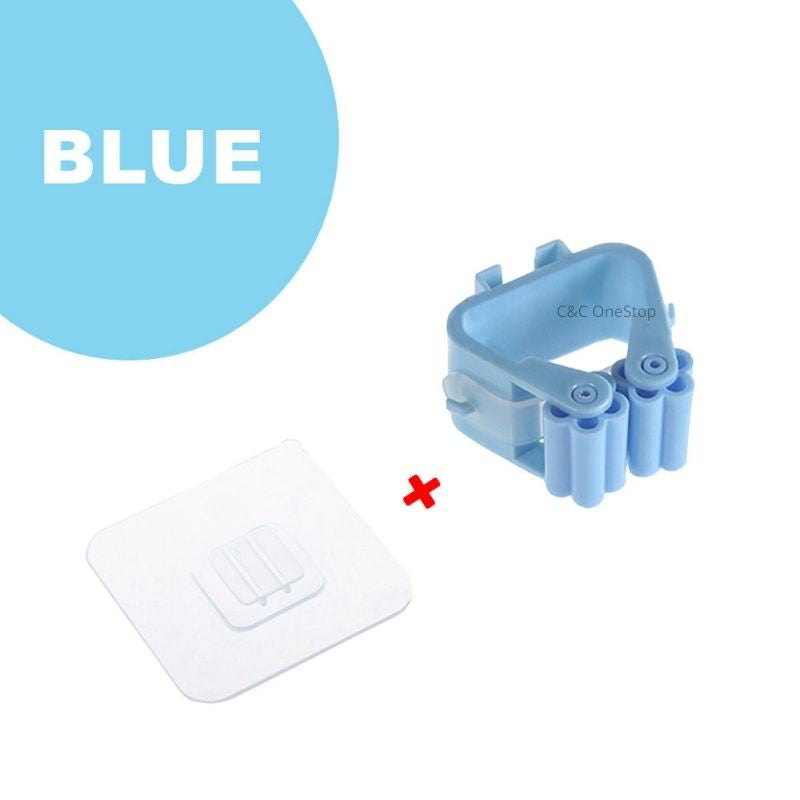 C&C Mop Holder Bathroom Toilet Broom Hanger Seamless Adhesive Wall Sticker Penyepit Mop Lantai dan Penyapu