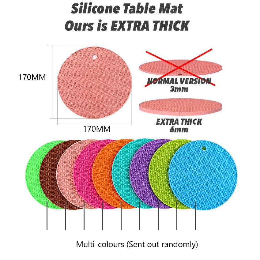LARGE Silicone Heat Resistant Mat Trivet Pad Multipurpose Non-Slip Hot Pads for Kitchen Potholders Honeycomb
