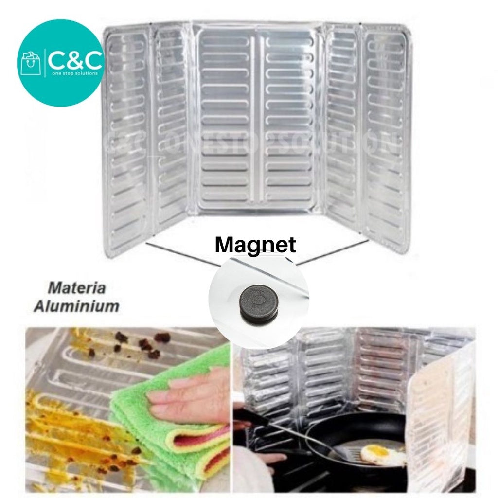 C&C Magnetic Pelindung Dapur Gas/Penghadang Percikan Minyak Oil Splash Guard Aluminum Foil Heat Resistant Stove Shield