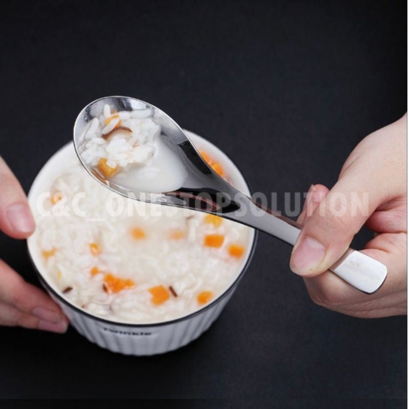 C&C SUS 304 Stainless Steel Spoon Thicken Dinner Spoon Table Spoon Dessert Spoon Tableware Cutlery Sudu Tebal Sudu Sup