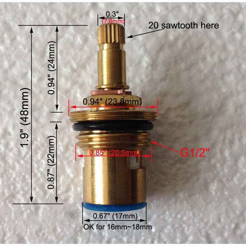 1/2 Inches Brass Valve Shower Flow On/Off Ceramic Cartridge For Triton Shower Compatible W/ Threaded Collar A04