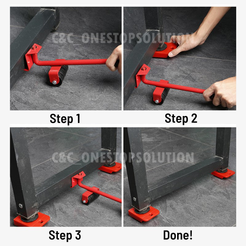 Furniture Transport Lifter Mover Tools Rolling Wheel Corner Furniture Lifter Set Alat Pindah Rumah 5 pcs