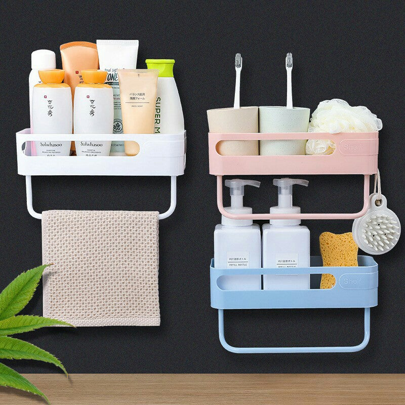 C&C 3pcs/Set Strong Suction Storage Wall Rack Bathroom Kitchen Mounted Basket Holder Rak Sabun