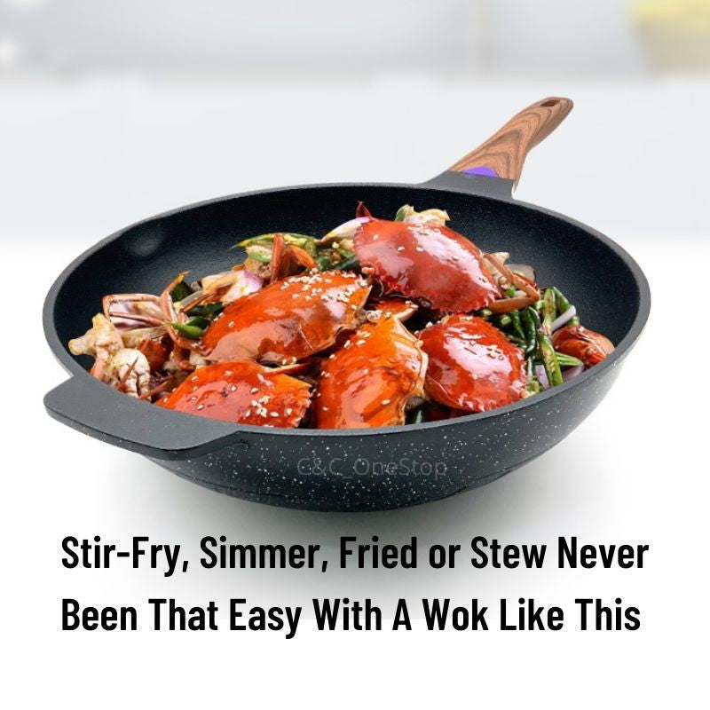 34cm Nonstick Frying Wok Periuk Besar Pan Non Stick Cooking Wok Pan Pot