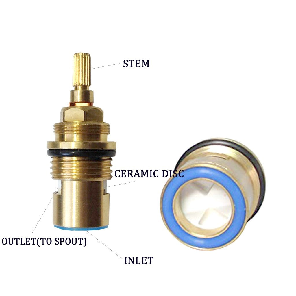 1/2 Inches Brass Valve Shower Flow On/Off Ceramic Cartridge For Triton Shower Compatible W/ Threaded Collar A04