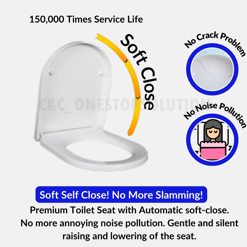 C&C Heavy Duty U Shape Toilet Seat Cover With Soft Close Adjustable Hinge Penutup Mangkuk Duduk Tandas Johnson Sorento