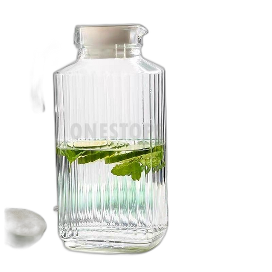 1800ml Glass Water Jug Pitcher With Lid Serving Jar Drinking Jar Fruit Juice Ice Tea Cold Water Beverages Jug Syrup Jar