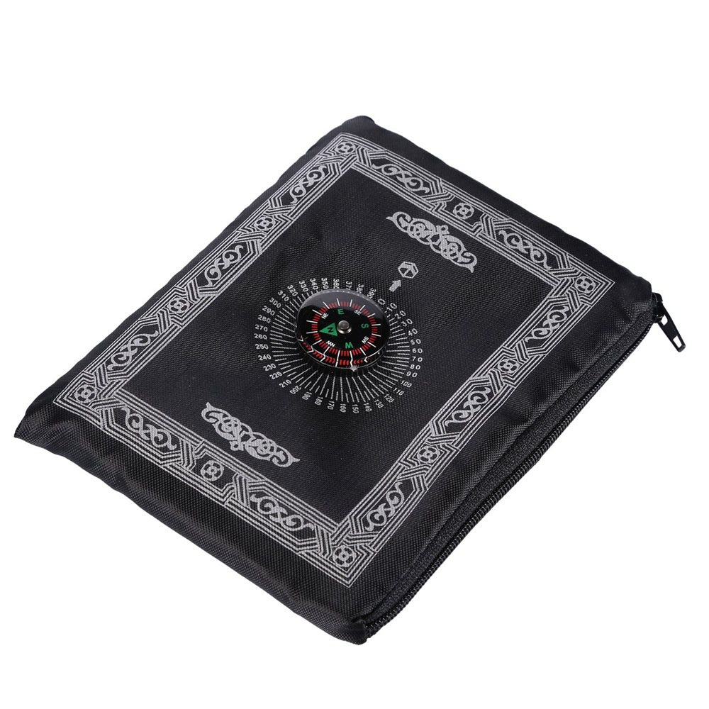 Sejadah + Kompas Kiblat - Solat Doa Sembahyang Muslim Ramadan Travel Carpet Compass Pocket Size Sejadah + Sarung