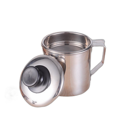1.8L Stainless Steel Oil Pot Container Kitchen Tools With Filter Metal Storage Bekas Sisa Minyak Masak