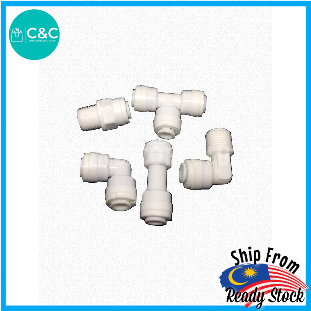 Soket Penapis Air RO Water Filter Fitting 1/4 Inches Faucet Connector/Pcs Union