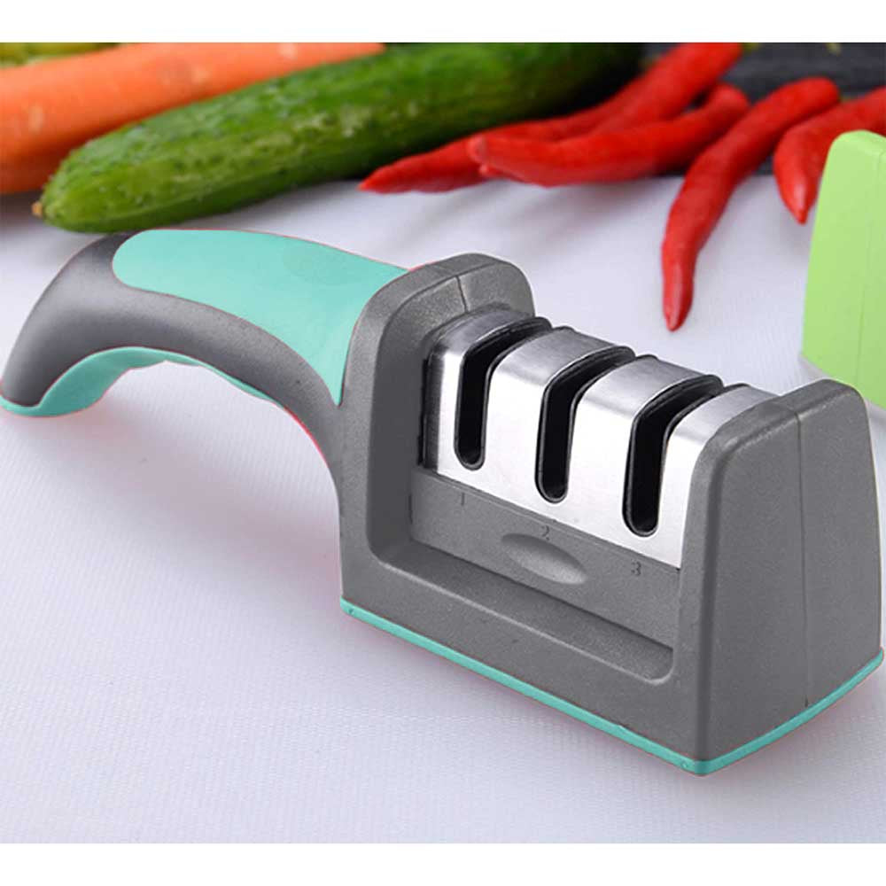3 in 1 Kitchen Knife Sharpener Tungsten Steel 3 Stage Sharpening Knives Grinding Tool Pengasah Pisau