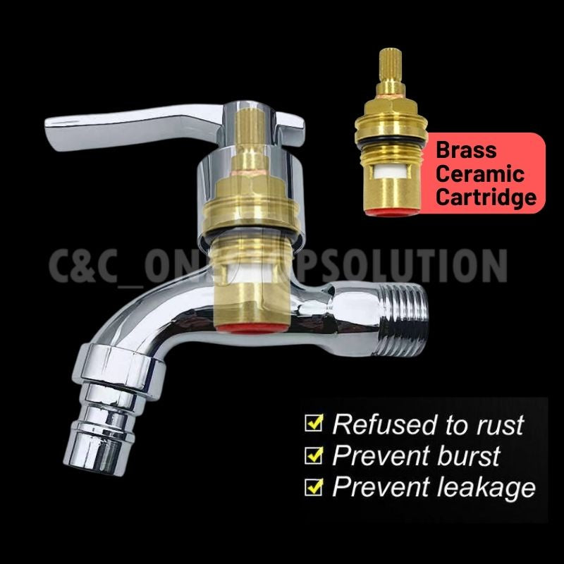 C&C Brass Faucet Wall Bib Tap Washing Machine Tap Sinki Bathroom pipe Washing Mashine basin Kepala Paip Air