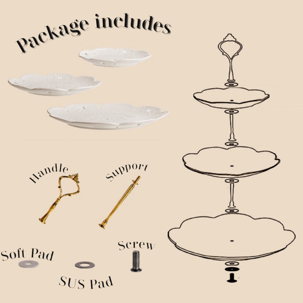 C&C PREMIUM 3 Tiers CERAMIC Cake Stand/Dessert Rack/Cake Display Stand/Cupcakes Stand