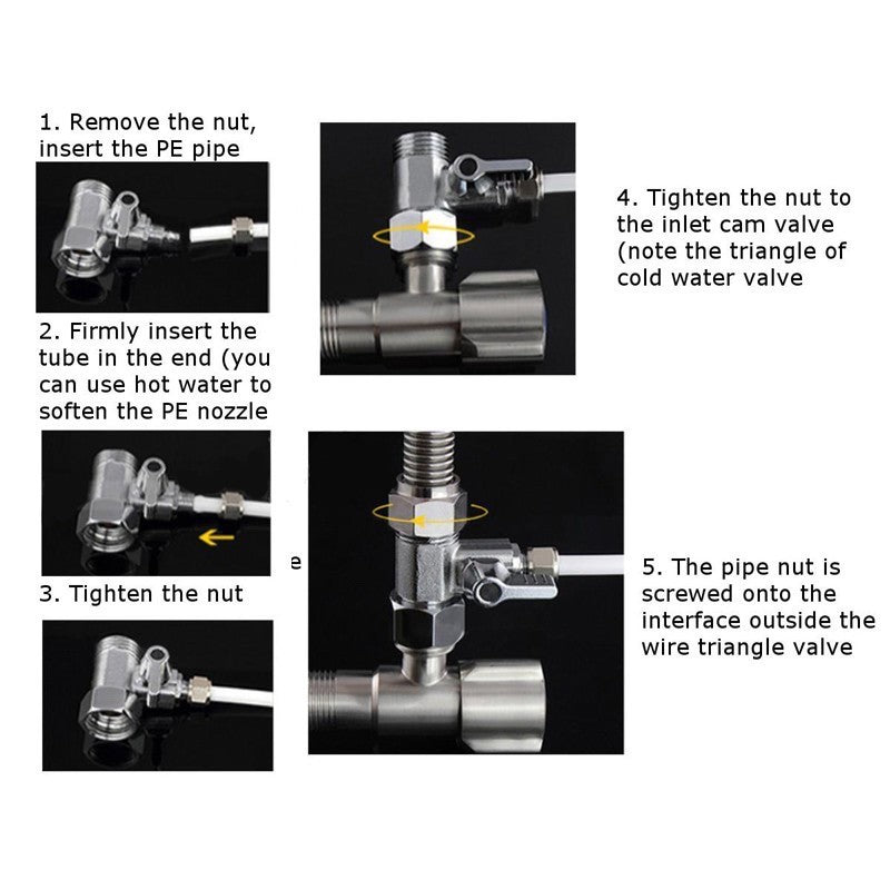 Water Adapter 1/2 Inches to 1/4 Inches Copper Ball Valve Faucet Tap Feed Reverse Osmosis