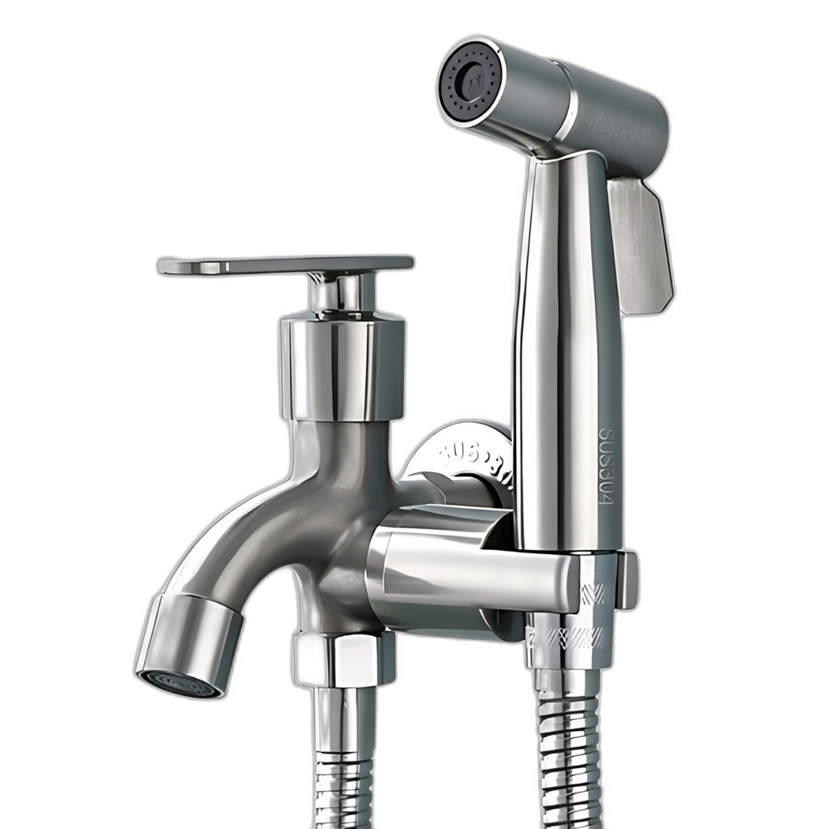2-Way Bidet Tap with Spray - Silver